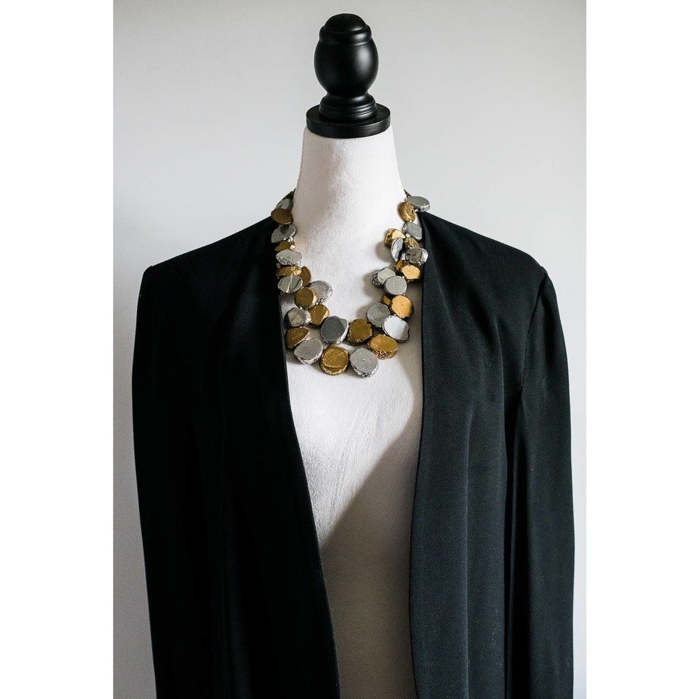 Lucas Lameth Marble Metal Multi-Strand Choker Necklace Brutalist Circa 2000